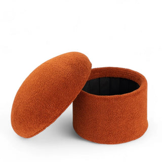 Forest Mushroom Ottoman with cap removed revealing interior storage compartment