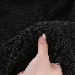 Black Boucle Fabric - Plush Faux Cashmere