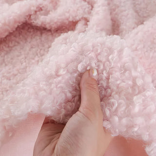 Blush Pink Boucle Fabric - Plush Faux Cashmere