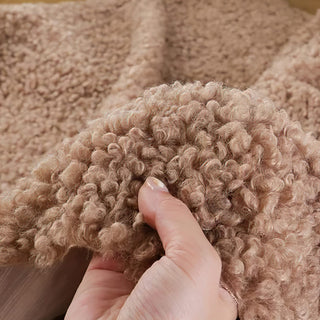 Camel Boucle Fabric - Plush Faux Cashmere