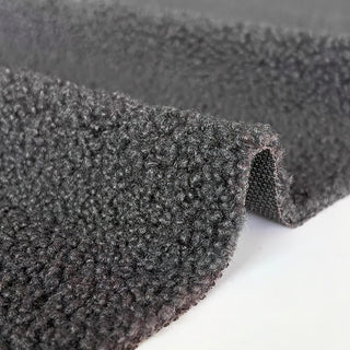 Charcoal Gray Boucle Fabric - 100% Polyester Plush Texture