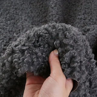 Charcoal Gray Boucle Fabric - Plush Faux Cashmere