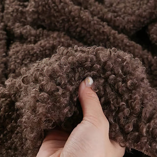 Chocolate Brown Boucle Fabric - Plush Faux Cashmere