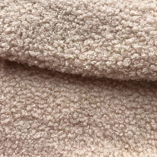 Cream Boucle Fabric - 100% Polyester Plush Texture