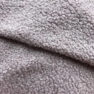Grey Boucle Fabric - 100% Polyester Plush Texture