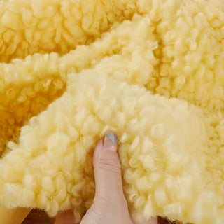 Lemon Yellow Boucle Fabric - Plush Faux Cashmere