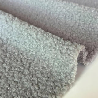 Light Grey Boucle Fabric - 100% Polyester Plush Texture