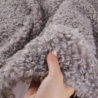 Light Gray Boucle Fabric - Plush Faux Cashmere