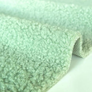 Mint Green Boucle Fabric - 100% Polyester Plush Texture