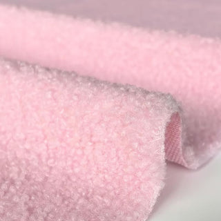 Pale Pink Boucle Fabric - 100% Polyester Plush Texture