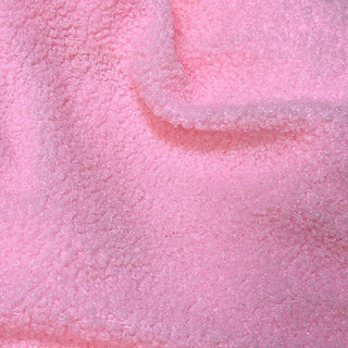Pink Boucle Fabric - 100% Polyester Plush Texture