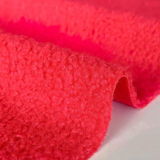 Red Boucle Fabric - 100% Polyester Plush Texture