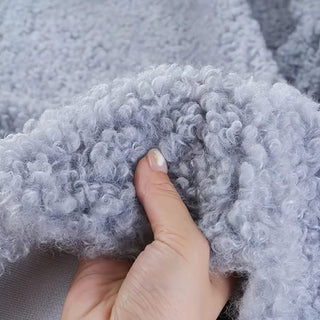 Sky Blue Velvet Boucle Fabric - Plush Faux Cashmere