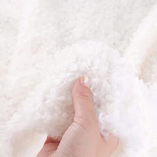 Snow White Boucle Fabric - Plush Faux Cashmere