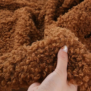 Terracotta Boucle Fabric - Plush Faux Cashmere
