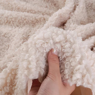 Ivory Boucle Fabric - Plush Faux Cashmere