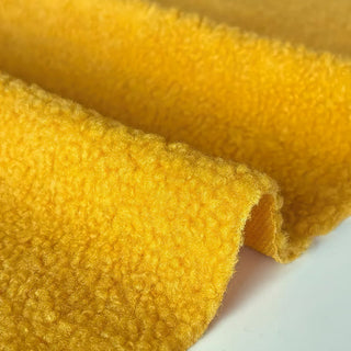 Yellow Boucle Fabric - 100% Polyester Plush Texture