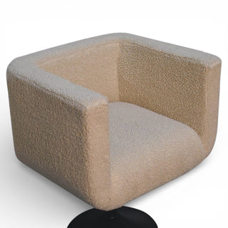 Square textured chair with a black base on a white background