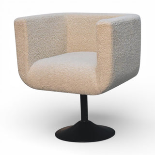 Modern chair with a textured beige and gray backrest on a white background