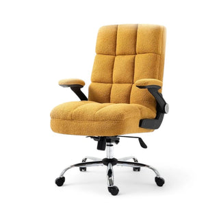 Dijon gold office chair with quilted upholstery and chrome base
