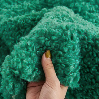 Emerald Green Boucle Fabric | Plush Faux Cashmere