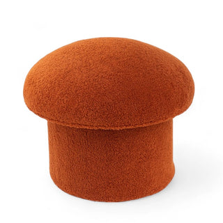 Forest Mushroom Storage Ottoman in terracotta boucle fabric showing distinctive cap-shaped design