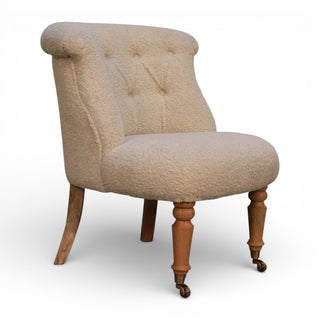 Bouclé Cream Button-Tufted Accent Chair