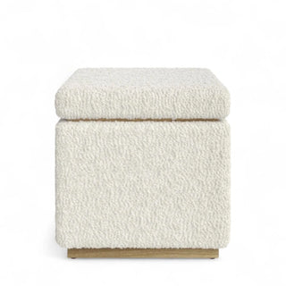Boucle Storage Ottoman with Clean Cubic Design and Hidden Storage
