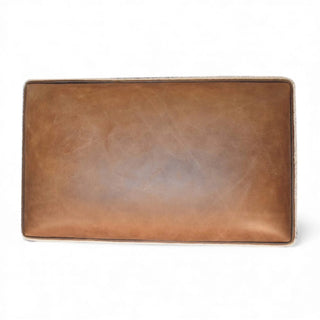 Brown leather tray on a white background