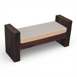 Wooden bench with a cushion on a white background