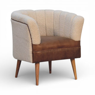 Chair with striped backrest and brown seat on a white background