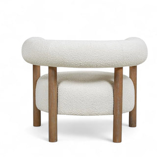 Back profile of Oslo Barrel Accent Chair showing split-back design