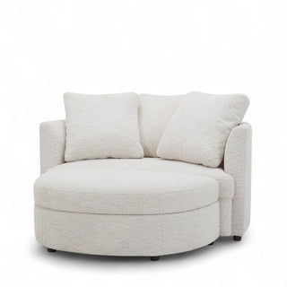 Oversized boucle chair in cream with plush back cushions