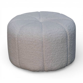 Round gray pouf on a white background