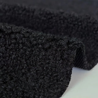 Black Boucle Fabric | 100% Polyester Plush Texture