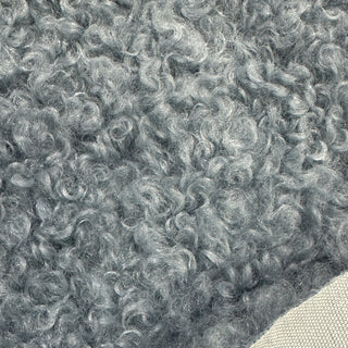 Blue Grey Boucle Fabric | 100% Polyester Plush Texture