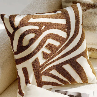 Brown Abstract Bouclé Throw Pillow Cover – 18×18