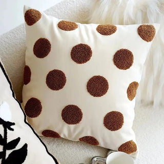 Brown Polka Dot Bouclé Throw Pillow Cover – 18×18