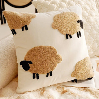 Sheep Pattern Bouclé Throw Pillow Cover – 18×18