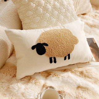 Sheep Pattern Bouclé Throw Pillow Cover – 12×20