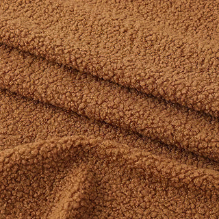 Caramel Brown Boucle Fabric - Plush Polyester Blend