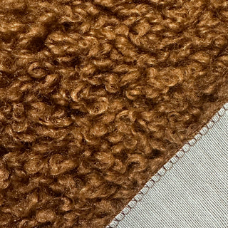 Caramel Brown Boucle Fabric | 100% Polyester Plush Texture