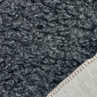 Charcoal Grey Boucle Fabric | 100% Polyester Plush Texture