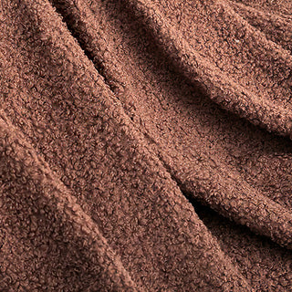 Chocolate Brown Boucle Fabric | Elastic Plush Texture