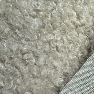 Cream Boucle Fabric | 100% Polyester Plush Texture