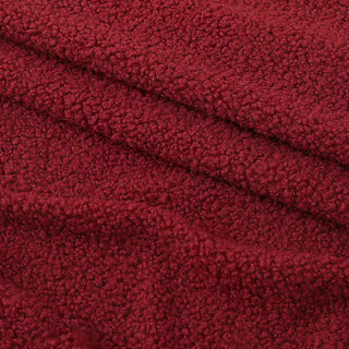 Deep Red Boucle Fabric - Plush Polyester Blend