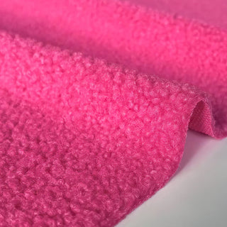 Hot Pink Boucle Fabric | 100% Polyester Plush Texture