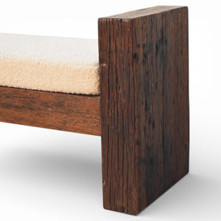 Bouclé Bench Cream Reclaimed Wood
