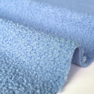 Light Blue Boucle Fabric | 100% Polyester Plush Texture