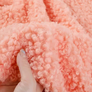 Light Coral Boucle Fabric | Plush Faux Cashmere